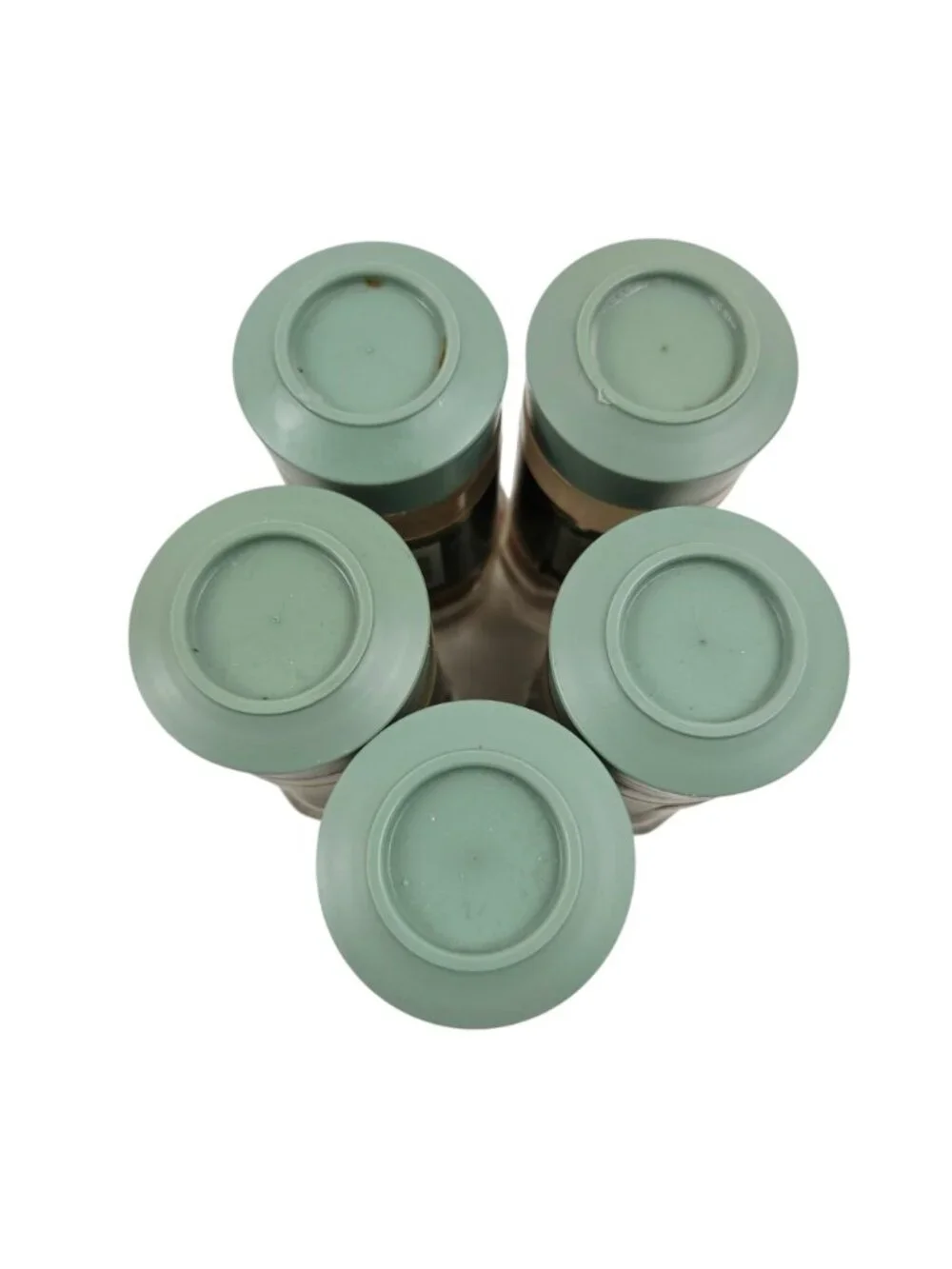 McCormick Spice Jars Thyme Rosemary Marjoram Cumin Nutmeg Vintage Green Lids